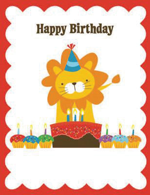 Lion Cake Cupcakes Glitter Card