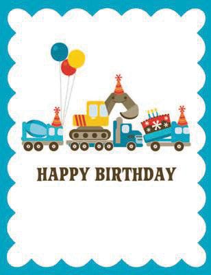 Trucks and Diggers Glitter Card