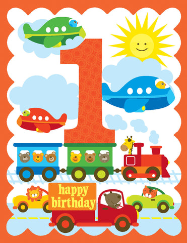 1st Birthday Boys Glitter Card