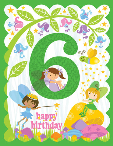 6th Birthday Girls Glitter Card