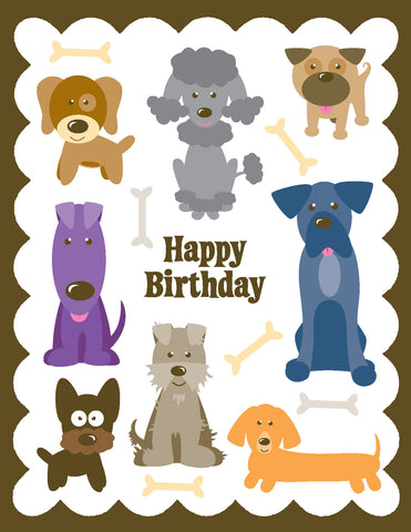 Multi Dogs Glitter Card