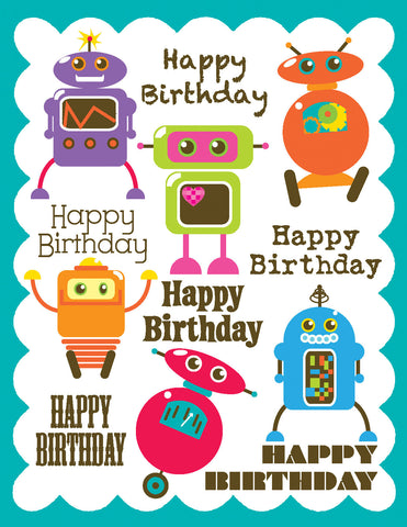 Multi Robots Glitter Card