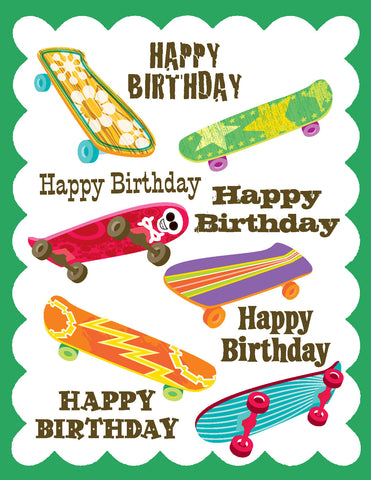 Multi Skate Boards Glitter Card