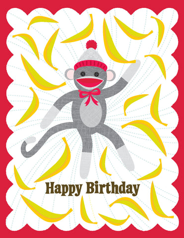 Sock Monkey Glitter Card