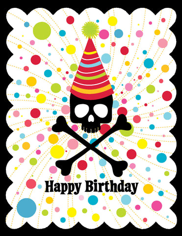 Skull Party Hat Glitter Card